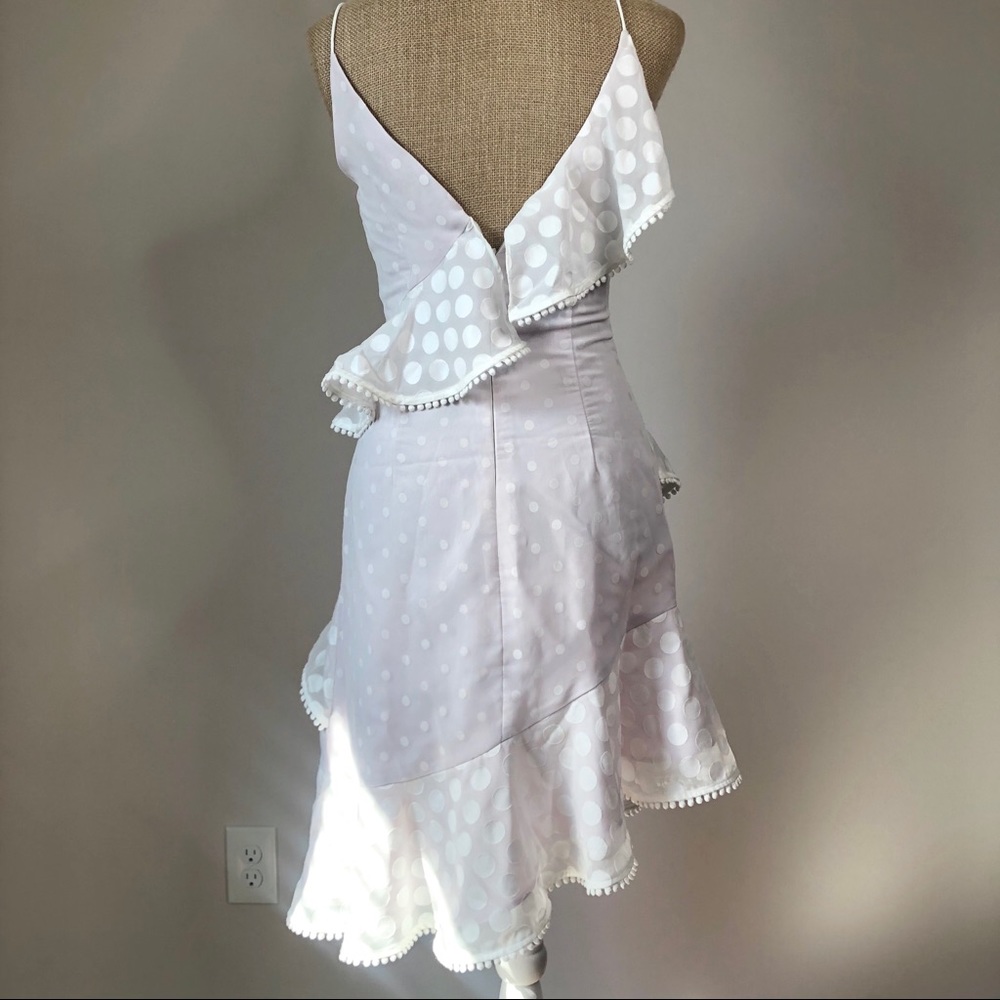 Keepsake See You Now Ivory Polka Dot Asymmetrical Ruffle Dress XS - Picture 6 of 16